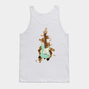 S-Style Electric Guitar Surf Green Color Tank Top